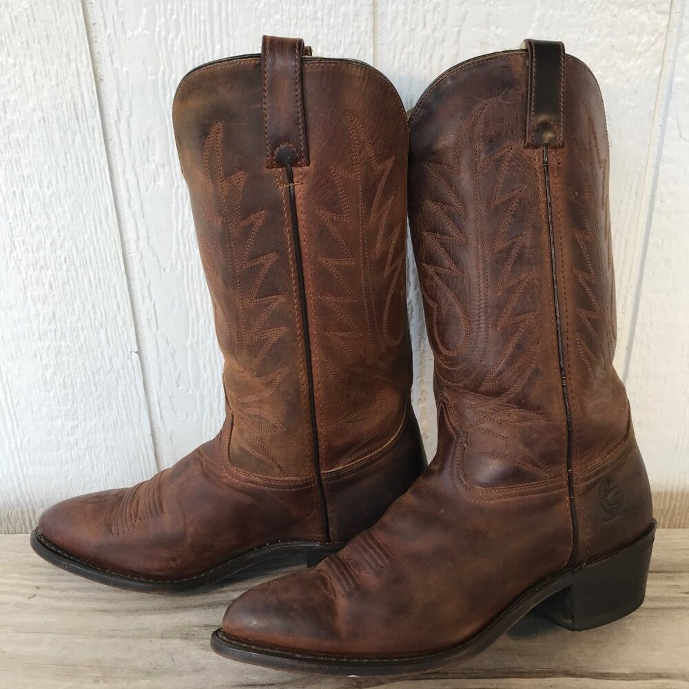 Durango Ranch Mens Brown Leather Cowboy Western Boots 9.5 D DB922X USA